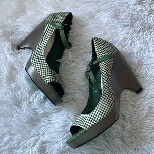 LELA ROSE for Payless Green Ashland Polka Dot Wedge Heel Size 8